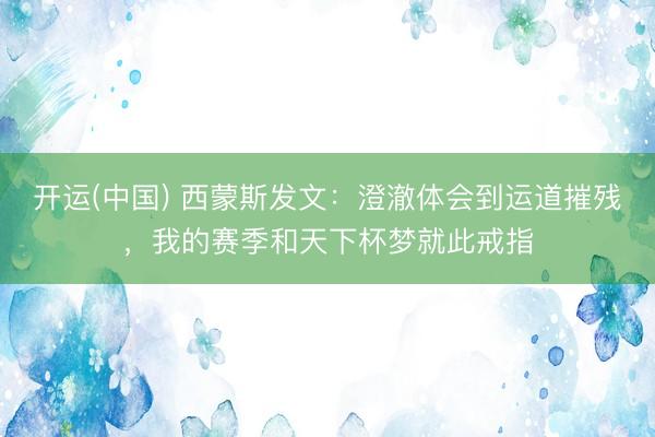 开运(中国) 西蒙斯发文：澄澈体会到运道摧残，我的赛季和天下杯梦就此戒指