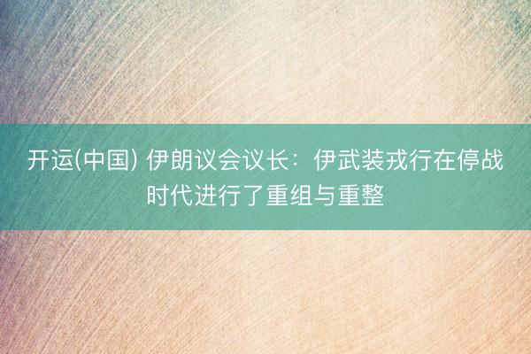开运(中国) 伊朗议会议长：伊武装戎行在停战时代进行了重组与重整