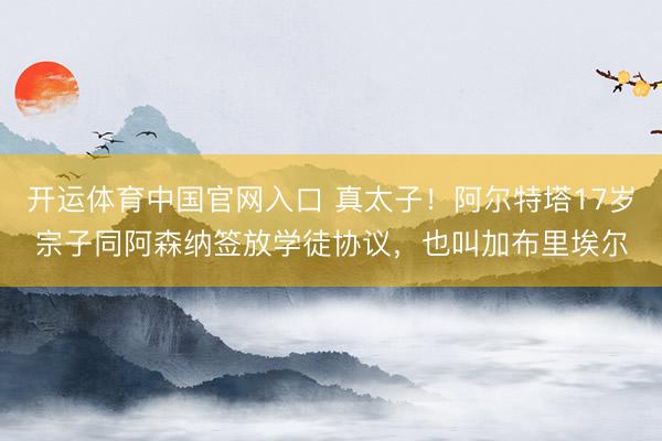 开运体育中国官网入口 真太子！阿尔特塔17岁宗子同阿森纳签放学徒协议，也叫加布里埃尔